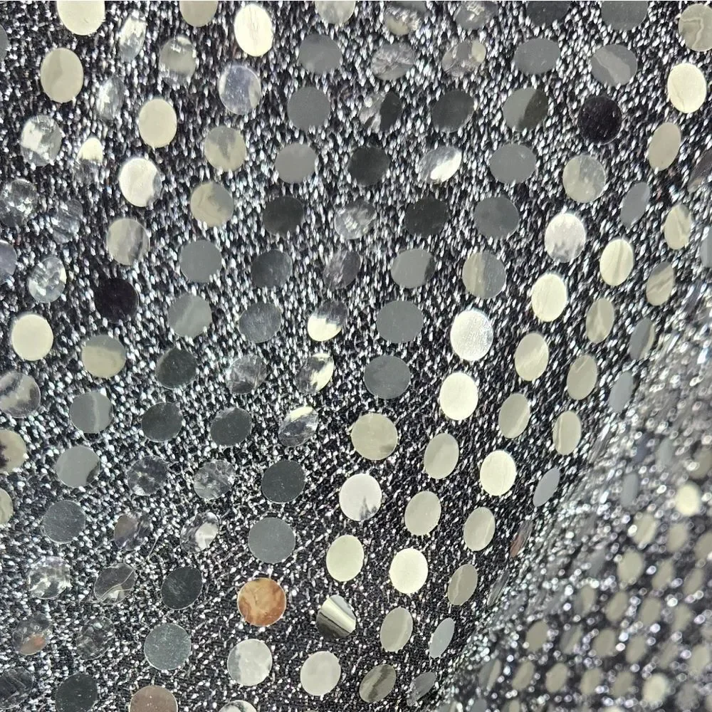 Silver Foil Sequin Fabric Swatch Disco Party Decor 23